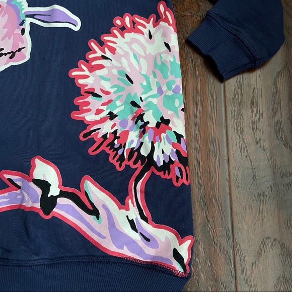 KENZO Girl Blue Floral Sweatshirt Tunic - Picture 2 of 3